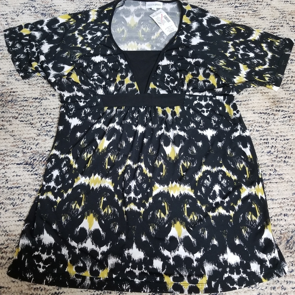 Fashion bug blouse black‎ / yellow